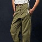 Free People We the Osaka Mid-Rise Barrel Texturized Olive Green Jeans 26 Photo 0