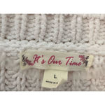 it's our time Women's Sweater Sz L oversized crew white cropped Striped Knit 90s vibe Photo 3
