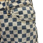 Tiger Mist Wide Leg High Waist Blue White Checkered 4 Pocket Denim Jeans Small Photo 14