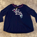 kim rogers  Navy Valentines Heart Sweater SIZE XL Photo 0
