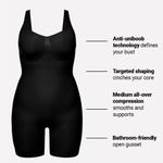 YITTY NWT  Nearly Naked Shaping Mid Thigh Bodysuit Black Shapewear Medium-Large Photo 5