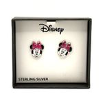Disney NEW-Sterling Silver Crystal Minnie Mouse Stud Earrings Photo 1