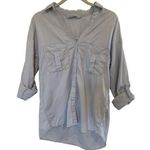 ZARA Grey Oversized Button Down Denim Top XS Chambray Minimalist Casual Photo 0