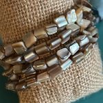 4 Piece Vintage Natural Mother of Pearl Shell Bead Stretch Bracelet Set Photo 3