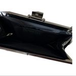 Gunne Sax  Black Pleated Leather Evening Clutch With Silver Chain Photo 9