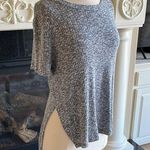 One Clothing  Navy Blue White Heather Stretchy High Low Top Womens Large Photo 0