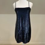 Free People  Time to Shine Navy Blue Sequin Slip Dress Photo 7