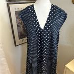 Theory ‎ V-Neck Ruffle Midi Silk Dress Geometric Print Midi Size Large Photo 4