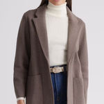 Quince Organic Cotton Knit Soft Blazer Cardigan Taupe Brown Medium Photo 0