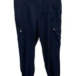 Elevenses  Blue Satin Cargo Jogger Pants Photo 0