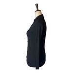 Enza Costa Shirt Women‎ XS Black Ribbed Knit Collared Button Long Sleeve Tunic Photo 3