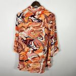 Cynthia Rowley  Blouse 2X Abstract Swirl Print Button Front Boho Artistic Retro Photo 6