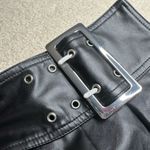 SheIn Black Faux Leather Skater Mini Skirt with Pleats Photo 6