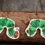 Caterpillar Very Hungry  Dangle Wooden Earrings Photo 1