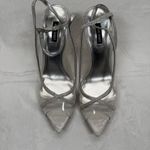 Nine West  Slingback Heels Rhinestone Pointed Toe Stiletto Silver‎ 10.5M Photo 2