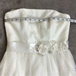 David's Bridal GALINA White Lace Appliquéd Tea-Length Tulle Wedding Dress Size 6 Photo 6