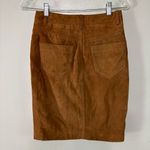 All Saints Tan Black Suede 100% Leather Button Front Pencil Skirt Size 4 Photo 2