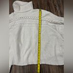 Vera Wang Simply Vera by  White Mixed Cable Knit Turtleneck Winter Poncho M/L Photo 5
