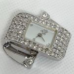 Suzanne Somerset women silver tone crystals watch white dial size 6.5” running Photo 1