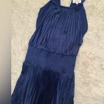ALC Frank NEW A.L.C. Renzo II Satin Pleated Midi Dress Navy Sz 12 Photo 3