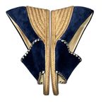 Jack Rogers Blue Suede Palmer Jute Wrapped Wedge Espadrille Peeptoe Shoes 9.5 Photo 6