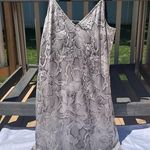 White House | Black Market Silky Satin Gray Snake Print Stretch Slip Dress Size 6 Photo 0