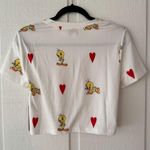 Unique Vintage Looney Tunes Tweety Bird Graphic Tee Red Fringe Cropped Top XS/S Photo 6