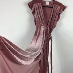 MISA Los Angeles  Carolina Pink Crushed Velvet Ruffle Wrap Maxi Dress Small Photo 11
