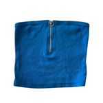 PacSun  XS blue ribbed tube top v-neck front zipper strapless ribbed crop top Y2K Photo 3