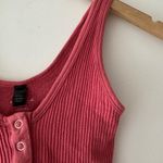 Urban Outfitters  Out From Under Seamless Button Salmon Pink Ribbed Crop Top Photo 2
