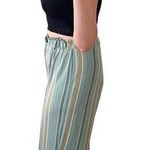 Monteau LOS ANGELES Paperbag Striped Green High Waist Summer Pants Large Photo 1