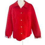 Briggs New York women's size 16 red snap front long sleeve collared quilt jacket Photo 0
