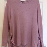 Lily Morgan Embellished Ruffle Hem Tunic Top Blouse Casual‎ Cute M/M Purple Size M Photo 0