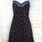 Victoria's Secret VTG  Slip Dress S Black Roses Ruffles Sexy Little Thing Y2K 90s Photo 0