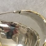 Sterling Silver TAXCO  Lanton Open Hoop Earrings Rimmed in Crimped Brass Photo 3