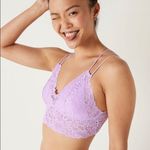 PINK - Victoria's Secret VS PINK Lavender Purple Longline Crochet Lace Padded Bralette Photo 3