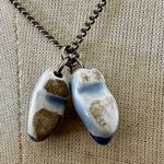 Blue and white white Dutch Windmill Painted on Ceramic Delft Shoes on chain Photo 3