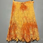 Sol Crochet Tie Dye Maxi Skirt Long Flowy Boho Hippie Orange Women’s Size XL Photo 0