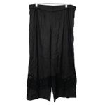Susan Graver Black Wide Leg Cropped Pants Lace Trim Elastic Waist Women's 16 Photo 7
