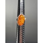 Vintage 925 Sterling Silver‎ & Baltic Amber Ring Sz 8 ADJUSTABLE Silver Photo 2