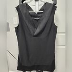 Banana Republic  Cross Dress Tunic Size Large Black, Satin trim neck & bottom Photo 8