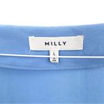Milly  Vivian Drawstring Waist Stretch Poplin Blue Short Sleeve Blouse Top Photo 5