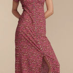 Lucky Brand Cottagecore Lace-Up Back Floral Button-Front Midi Dress Size XL Photo 0