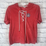 Ivory Ella  Women's Short Sleeve Terry Cloth Hooded Lounge Top Size Large Photo 0