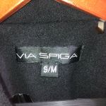 via spiga Via Spigia Black Asymmetrical Zip Front Funnel Neck Cape Coat Jacket Photo 9