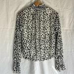 EXPRESS  long sleeve high neck blouse white black speckles size xs Photo 5