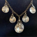 JOYFOLIE Elegant Brass Statement Necklace with Crystal Pendants Brown Photo 1