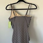Garnet Hill NWT  Asymmetric One Shoulder Ruffle Polka Dot Grey Swimsuit 8 Photo 6