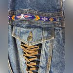 NO! Jeans M Vtg 80s Indian Bead Western Super RARE Unique Blue Jean Crop Jacket Size M Photo 11