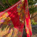 Colorful Abstract Textured Indian Sheer Scarf Duputta Red Photo 3